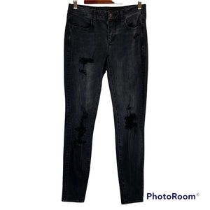 EUC American Eagle Outfitters Black Distressed Super Stretch Jegging Jeans